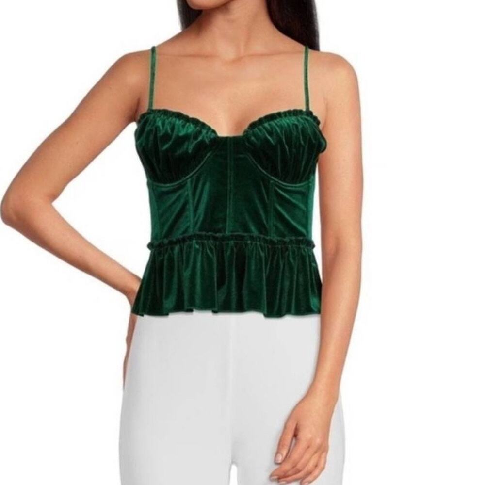 a lovesβa Pine Green Eden Velvet Cropped Bustier Cami Sz M